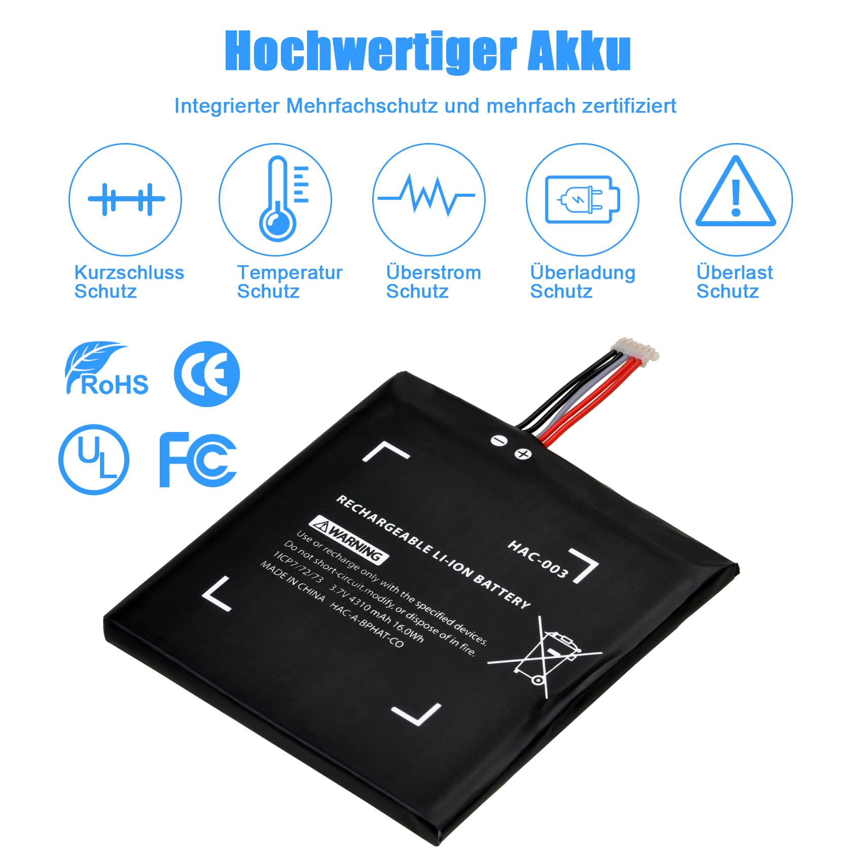 REACELL HAC-003 Ersatzakku Kompatibel mit Nintendo Switch 2017 Konsole 3