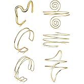 LOAYHOAY 6PCS Gold Arm Cuff for Women Upper Arm Cuff Bracelets Adjustable Open Cuff Bangle Bracelet Minimalist Coil Swirl Upper Arm Bands Armband Set
