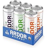 ARDOR ENERGY Sparkling Water with 100mg Natural Caffeine & 200mg L-Theanine from Organic Green Tea for Smooth Energy & Focus | Healthy Energy Drink | No Sugar, Zero Calories, Vegan, Gluten-Free | Tropical Variety (Pack of 6, 12oz cans)