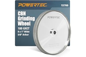 POWERTEC CBN Grinding Wheel 8 Inch 180 Grit, Bench Grinder Wheel for Sharpening HSS Tools, Lathe Tools & Chisel Set, 8" x 1" Wide, 5/8" Arbor Bench Grinder Wheels for Bench Grinder, 1 PK (15700)