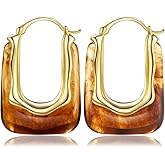 Acrylic Gold Hoop Earrings Chunky Huggie Statement Vintage Earrings Cute Resin Drop Earring Trendy Jewelry Gifts for Women