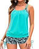 Holipick Women Aqua Green Tankini Swimsuits Two