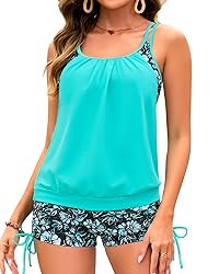 Holipick Women Aqua Green Tankini Swimsuits Two