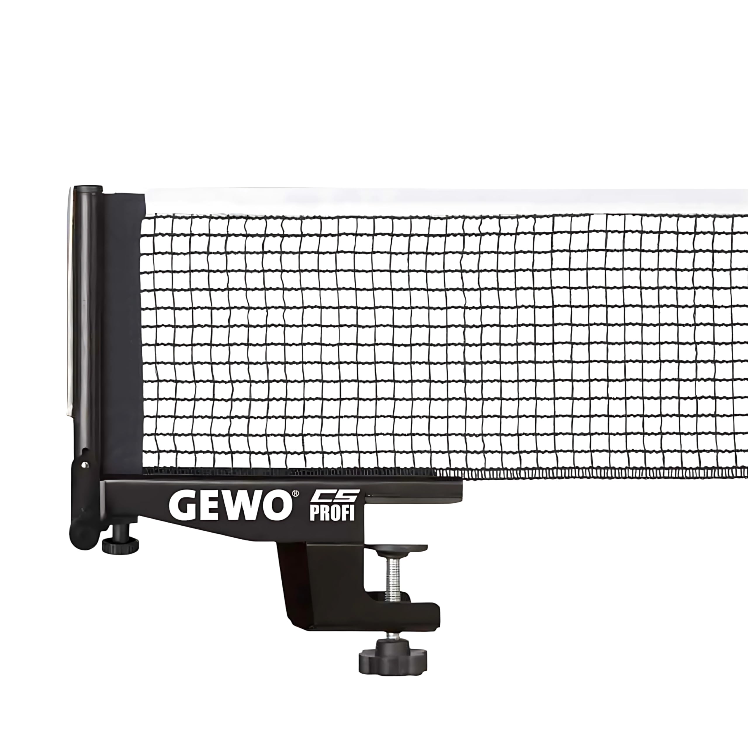 GEWO CS Professional Table Tennis Net - Professional Table Tennis Net for Table Tennis Table - Solid Metal Set with Height Adjustment Screw and Durable Net Structure, Black, 183 cm Long