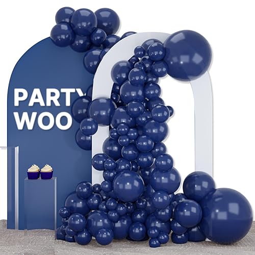 PartyWoo Navy Blue Balloons 102 pcs Different Sizes Pack of 18 12 10 5 Inch Pearl Dark Blue Balloon Arch Kit Garland for Graduation Wedding Baby Shower Birthday Party Decorations Blue-Y73