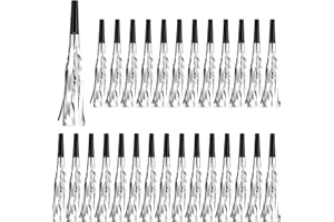 DEEKIN 200 Pcs Noise Makers Party Blowers Party Horns Blowout Clappers Noisemakers for Halloween Christmas Birthday Sporting Party New Year's Eve Party Supplies 2024(Black Silver)