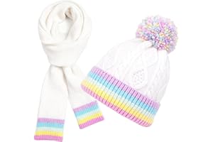 PinkSheep Toddler Winter Hat,Cute Girls Warm Beanie with Pom Pom and Fleece Lined Winter Hats,Fashion Kids Knit Beanies Cap