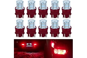 UNXMRFF 3157 LED Bulb Red Super Bright Brake Light Bulbs 3156 3157 LED Bulbs Tail Lights, 3156 3056 4057 4157 4157 3457 T25 LED Car Bulbs for Parking Side Marker Lights, Taillights, Pack of 10