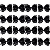 DEEKA 16 PCS 4" Hand-made Hair Bow Grosgrain Ribbon Solid Color Hair Bow Alligator Clips Hair Accessories for Little Teen Toddler Girls -Black