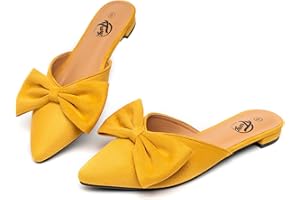 Trary Mules for Women Flats Comfortable, Bow Pointed Toe Womens Mules, Flats Mules Shoes for Women, Cute Mule Women's Mules & Clogs, Slip On Womens Mules Flats, Backless Loafers Mule Shoes for Women