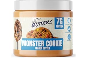 Fit Butters Monster Cookie Peanut Butter Spread - Added Protein and Coconut Oil, Low Carb, Low Sugar, Complete Protein Dessert Flavored Nut Butter