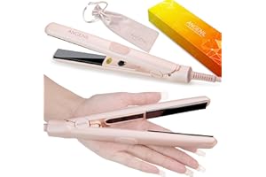 ANGENIL Ultra Mini Hair Straightener Flat Iron for Short Hair, 0.7 Inch Ceramic Dual Voltage Hair Straightener, Small Flat Iron Edges with Silicone Heat Resistant, Fast Heating (280℉- 320℉ -380℉)