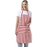 TOSHEX Kitchen Apron Waterdrop Resistant Cotton Apron with adjustable Aprons for Women with Pockets Cooking Apron Chef Apron for Men (1, Red)