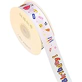 24 Yard Happy Birthday Ribbon Gift Wrapping Crafts Party Decoration Colorful Happy Printed Themed Cake Decorating (Happy Birthday, 1 Pack)