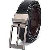 Belts for Men Reversible Leather 1.25” Waist Strap Fashion Dress Buckle Beltox