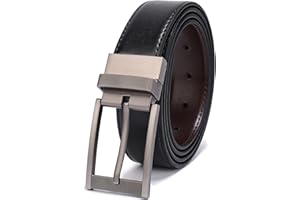 BELTOX FINE Belts for Men Reversible Leather 1.25” Waist Strap Fashion Dress Buckle Beltox
