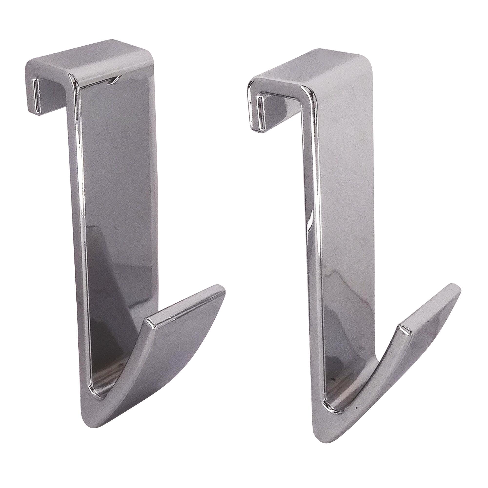 SOMATHERM FOR YOU, Set of 2 Chrome Flat Tube Towel Rail Hooks - Ideal for Hanging Towels - Stylish and Modern Finish - Practical and Decorative
