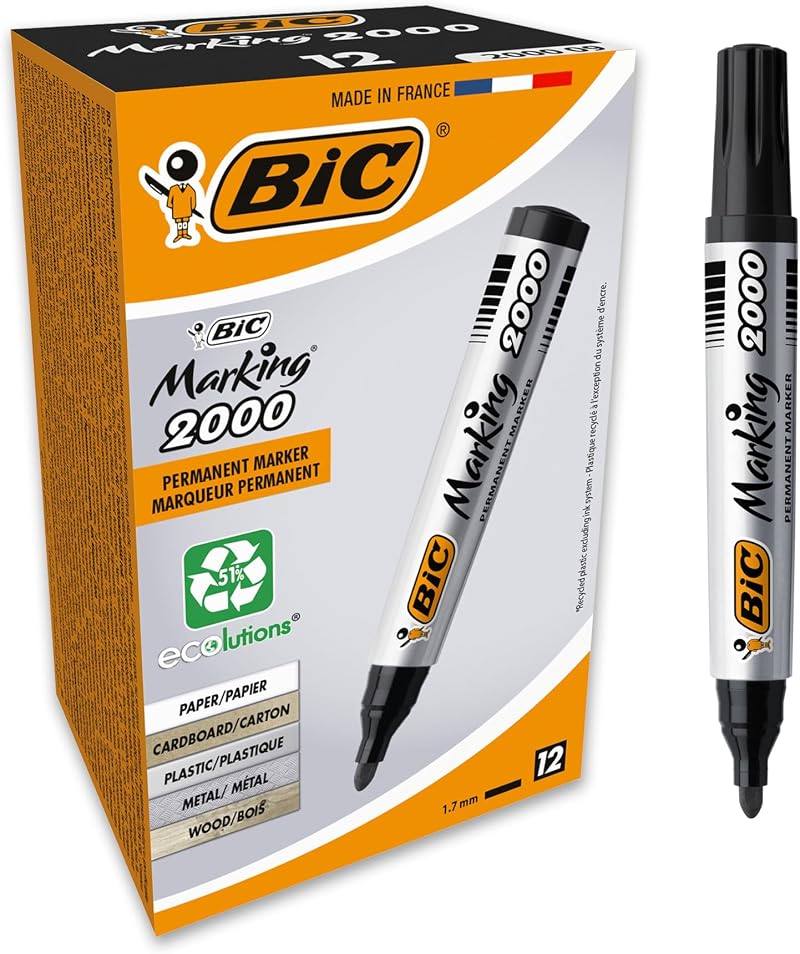 BIC Marking 2000 ECOlutions Permanent Marker Pens Black Pack of 12