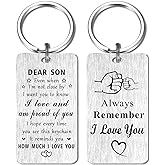 Jzxwan My Son Keychain Gifts, Proud of Son Birthday Valentnes Day Keychain, Always Remember I Love You Present from Mom Dad
