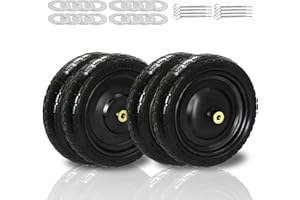 FENLUQI 4PCS Upgrade 𝟏𝟑" Flat-Free Solid Rubber Tires Cart Replacement, 5/8" Bearings, 2.17" Offset Hub, 4.00-6 Wheels Compatible with Gorilla Cart, No Inflation, Fits Hand Trucks, Garden Carts