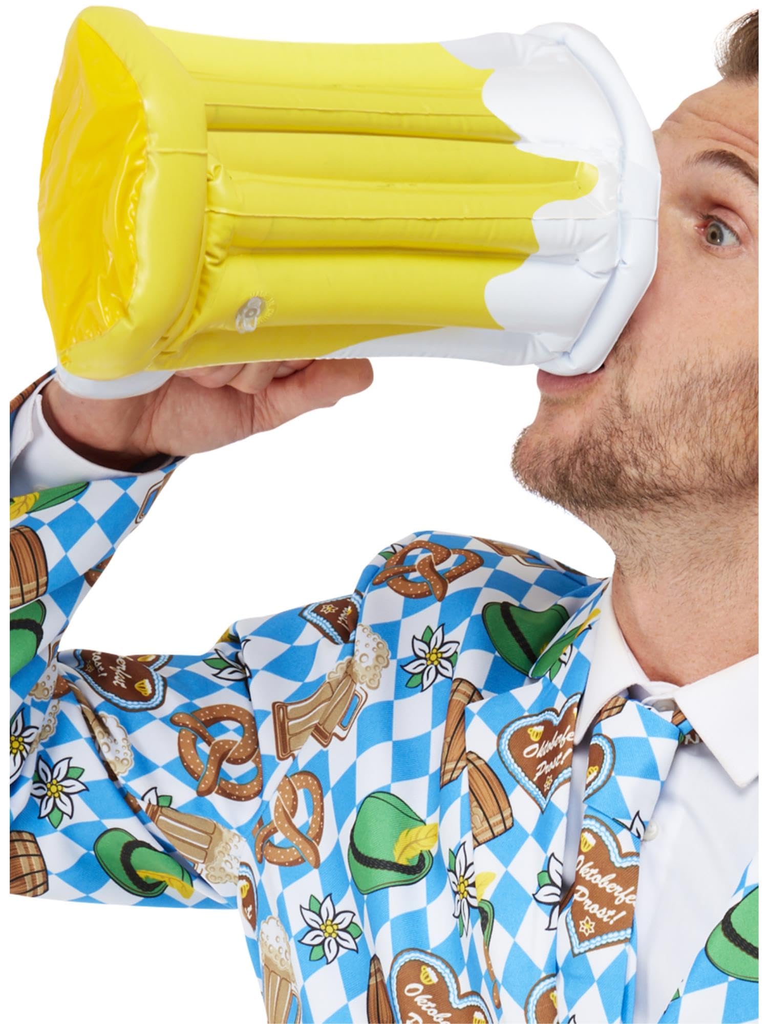 Smiffys Beer Festival Inflatable Stein, Yellow 28cm/11in, Oktoberfest Fancy Dress, Oktoberfest Dress Up Accessories