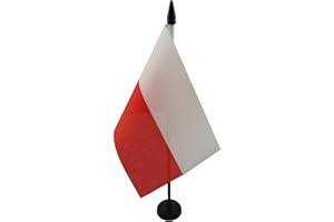 Poland Table Flag 4'' x 6'' - Polish Desk Flag 15 x 10 cm - Black plastic stick and base - AZ FLAG