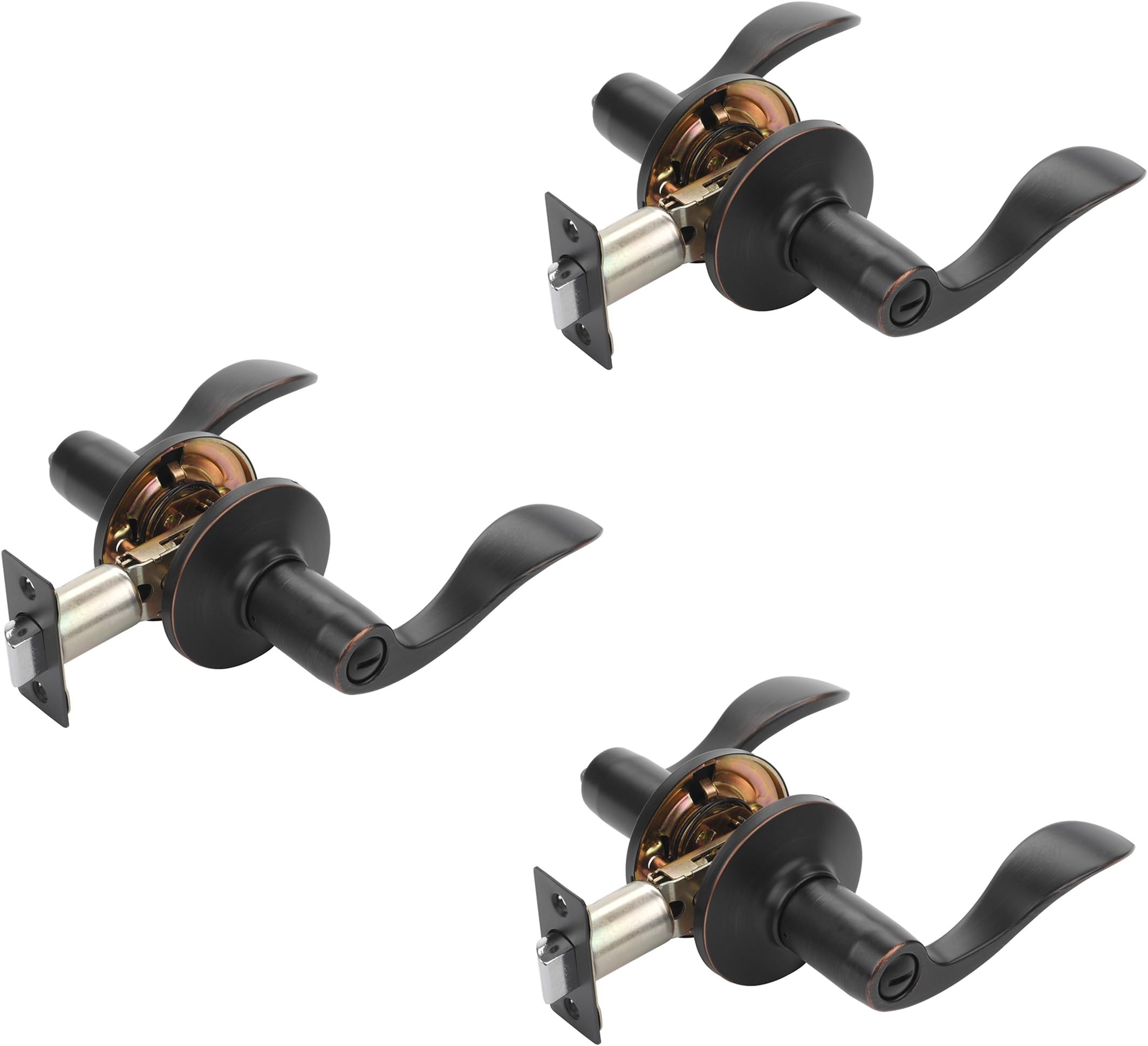Dynasty Hardware Heritage Door Lever Privacy Set, Aged Oil Rubbed Bronze, Contractor Pack (3 Pack)