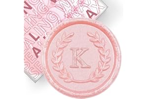 KANOO 50Pcs Pink Letter K Adhesive Wax Seal Stickers, Hand-Made, No Need Seal Stamp, Tear and Use Wax Stickers for Wedding Invitations, Envelopes, Christmas Gift
