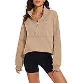 MISSACTIVER Women’s Oversized Half Zip Sweatshirt Quarter 1/4 Zipper Long Sleeve Drop Shoulder Pocket Pullover Jacket Tops