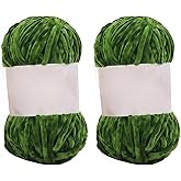 2 Rolls Velvet Chenille Yarn for Crocheting and Knitting Soft Chunky Chenille Yarn Baby Blanket Yarn for DIY Weaving Craft (G