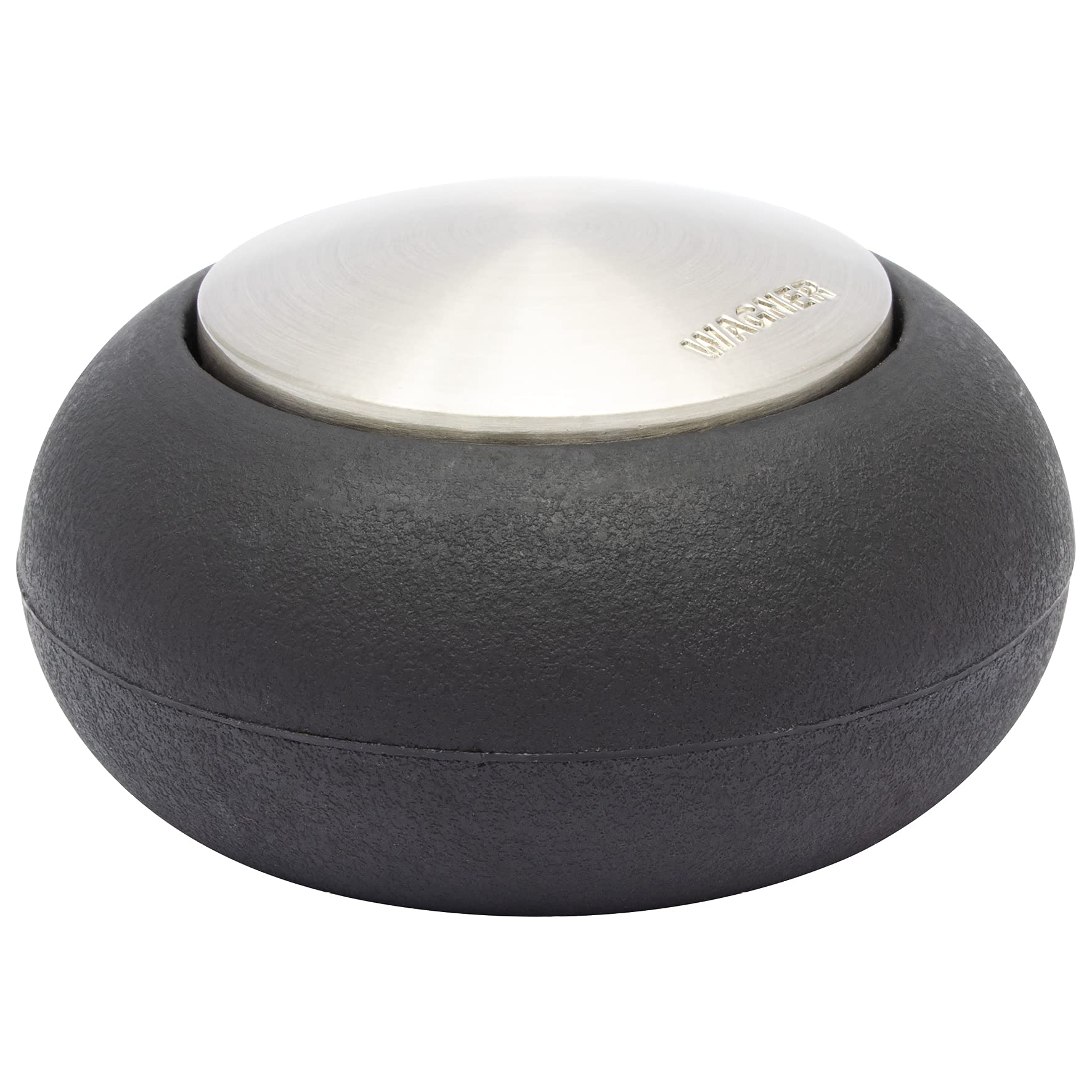 Wagner Doorstop Screw OR Glue Floor - Ø 54 x 30 mm, Buffer Made of die-cast zinc with Stainless Steel Look + Soft Thermostatic Rubber, to be Screwed or glued on Floors - 15517611