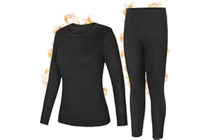 RIKUAOU Thermal Underwear Womens, Fleece Lined Warm Base Layer Set, Ultra Soft Long Johns Top and Bottom for Cold Weather