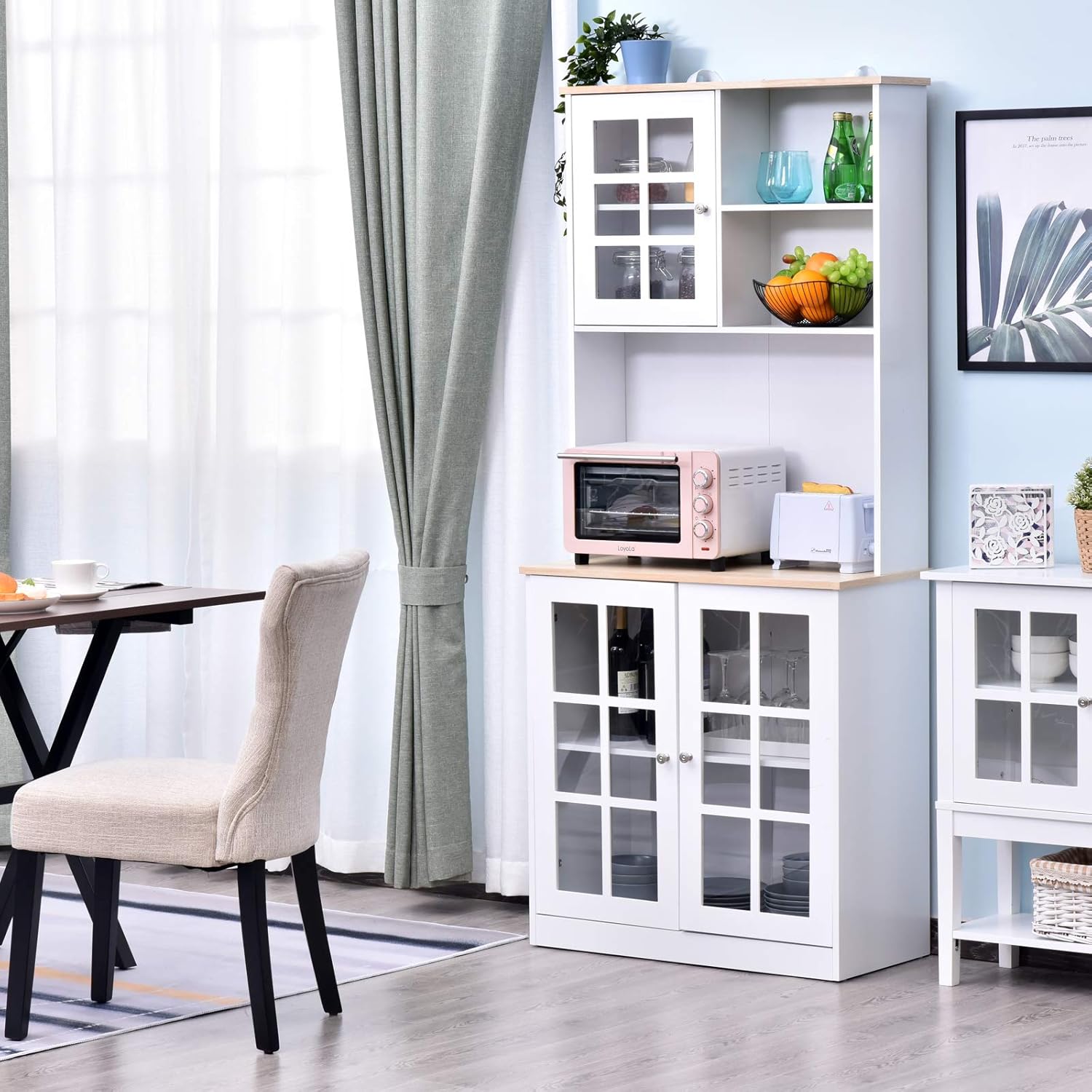 HOMCOM 72" Modern Kitchen Solid Storage Kitchen Cabinet Pantry with Sleek Minimal Design & Ample Storage Space, White: Furniture & Decor