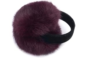 surell Rabbit Fur Women’s Earmuff with Velvet Band - Furry Ear Warmer - Thick Plush Outdoor Headwear for Cold Weather