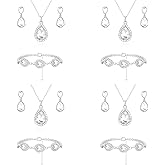 OTTFF Teardrop Jewelry Set for Bridal Bridesmaid,18K Gold or Rose Gold or Silver Plated Necklace Earrings Bracelet Set For Wedding Gift