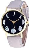 Womens Quartz Watches,VansvarI Moon Pattern Unique Analog Fashion Clearance Lady Watches Female Watches on Sale Casual Wrist Watches for Women Comfortable PU Leather Watch-H41
