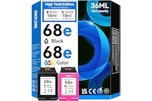 Latest-Chip 68e Ink Cartridges Replacement for HP 68 Ink Cartridges Black/Color Comco Pack Compatible for HP Envy 6155e 6555e