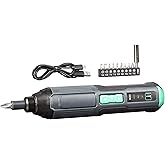 Amazon Basics by SKIL 4V Cordless Stick Screwdriver with 10-Piece Bit Set and USB Cable