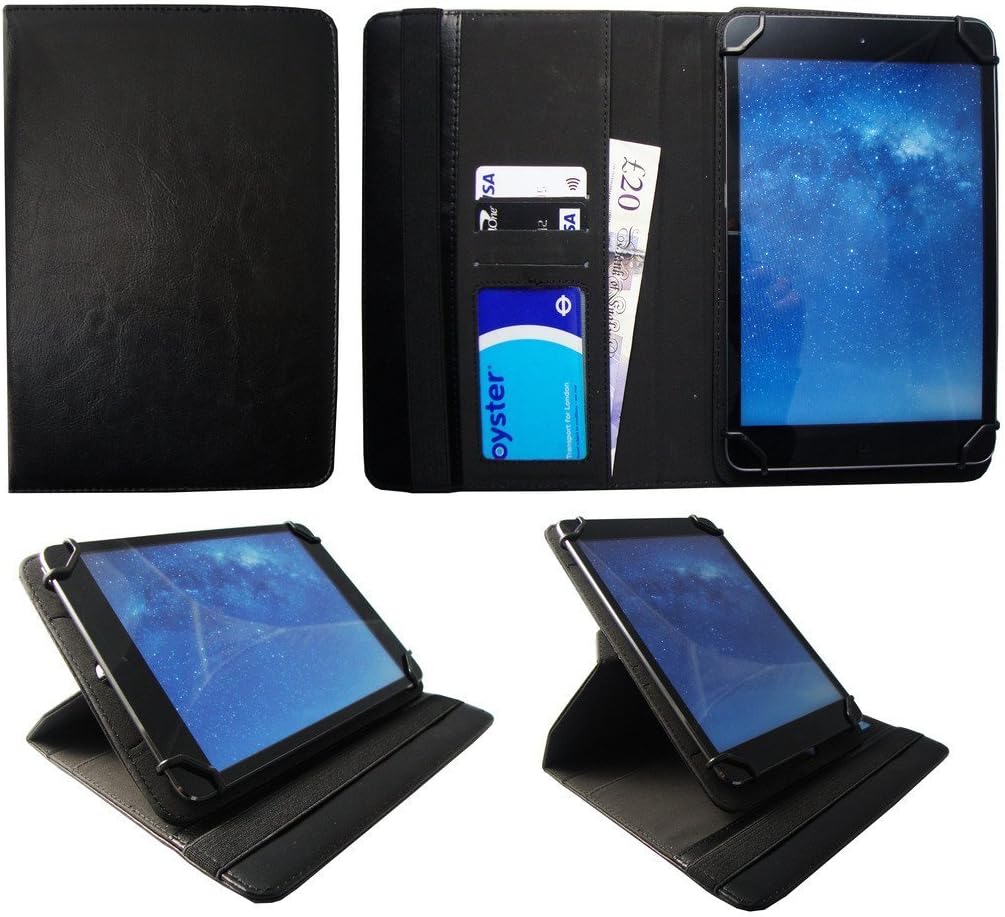 Alba 10 Inch Wi-Fi Tablet Black Universal 360 Degree Rotating PU Leather Wallet Case Cover Folio ( 9 - 10 inch ) by Sweet Tech