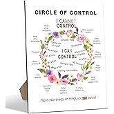 Mental Health Desk Decor, Circle of Control Wooden Sign Gifts for Family Friends, Home Living Room Homeschool Counseling Office Tabletop Decor, 8 x 11 Inches -A028