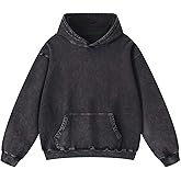 Ystävä Oversized Hoodie for Men Trendy Washed Sweatshirt for Adult Loose Fit Cotton Pullover for Youth
