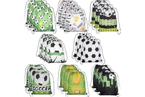 Aikelai 24pcs Soccer Goodie Bags for Kids/Teenagers, Soccer Party Favors Bags, Drawstring Bag Soccer Birthday Party Supplies for Boys