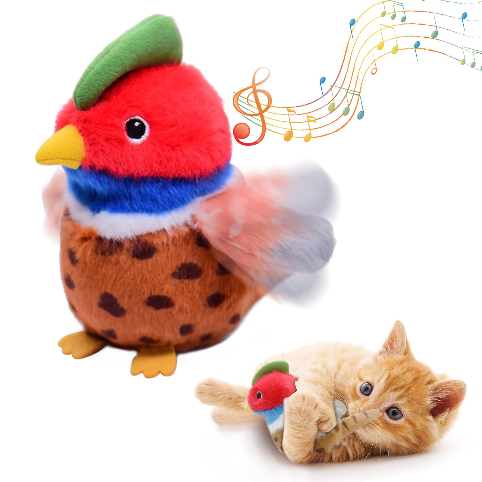 Photo 1 of KreizyGo Cat Toys, Flapping Wings Pheasant, No Flying, Chirping Bird Interactive Catnip Toy for Kitten or Small Dogs, Touch Activated, Rechargeable, 3 Modes