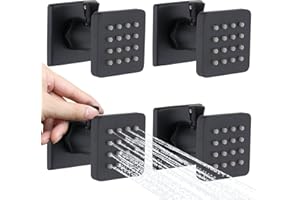 Backnets Shower Body Spray Solid Brass Massage Jets Wall Mount, Matte Black Showerhead Can Swivel, Flow Can Be Controlled (4p