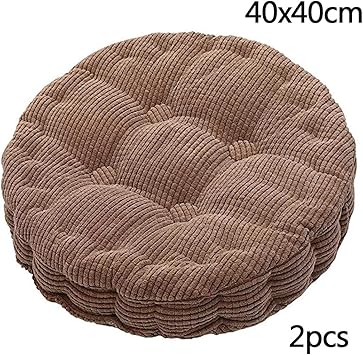 Xuenuo Stuhlkissen Outdoor Sitzkissen Stuhlkissen Polster Hochlehner Auflage Corduroy Rund Sitzauflage Fur Stuhle Gartenmobel 2er Set Braun Amazon De Kuche Haushalt