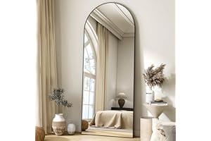 HARRITPURE 65"x24" Arched Full Length Mirror Free Standing & Wall-Mounted Full-Length Mirror with Stand Modern Black Mirror for Living Room Bedroom Cloakroom Aluminum Frame