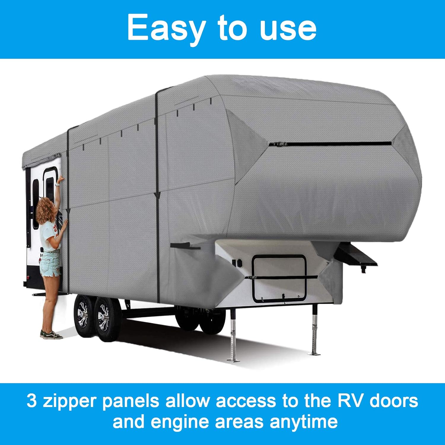 Szblnsm 5th Wheel RV Cover with 6 Layers Top Heavy Duty Material Travel Trailer Camper Cover Fits 26-29 FT RV Trailer: Automotive
