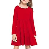 Arshiner Girl Long Sleeve Dress Tiered Ruffle Swing Tunic Shirt Dress