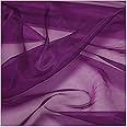 MDS Pack of 75 Yard Sheer Organza Fabric for Wedding Party Home Event Banquet Decorations, Backdrop Curtain Craft Dress Sewing Fashion DIY Crystal Organza Tulle Fabric Bolt 44” Wide - Dark Purple