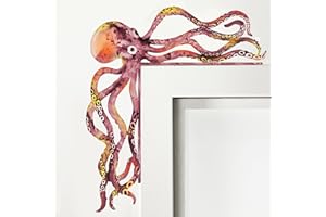 FairySandy Metal Door Frame Decoration 11.81 x 10.43 Inches Octopus Themed Home Decor for Indoor Outdoor Door Window Home Office(Pink Orange)